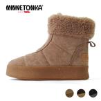 ショッピングMINNETONKA Minnetonka ミネトンカ 厚底フロントジップボアブーツ ボア ファー 厚底 フラット スエード 本革 25M04