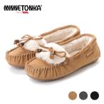 ショッピングMINNETONKA Minnetonka ミネトンカ ファーモカシン KYRA SLIPPER カイラ ボア ファー リボン フラット スエード 本革