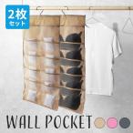 ウォールポケット 両面 2個セット ハンガー 選べる3色 収納 吊り下げ 両面 型崩れ防止 すっきり 小物 シンプル スリム 下着 靴下 ショーツ ブラジャー