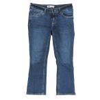  прекрасный товар ZARA Zara Denim брюки джинсы стрейч G хлеб низ woshu обработка Logo кнопка 38 синий индиго голубой женский б/у одежда б/у 