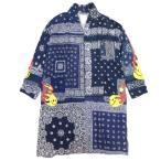  хорошая вещь READYMADEretimeido20aw US Vintage бандана свободная домашняя одежда пальто повторный сооружение огненный узор смайлик перо тканый 2 темно-синий мужской б/у одежда б/у 
