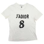 美品 Christian Dior クリスチャンディオール 17ss J'ADIOR 8 Tシャツ ロゴ ビーズ刺繍 Tシャツ トップス カットソー 36 アイボリー レディース 古着 中古