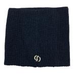  не использовался Christian Dior Christian Dior шерсть ребра вязаный шарф снуд защита горла "neck warmer" CD Logo серебряный металлические принадлежности темно-синий темно-синий мужской женский б/у одежда б/у 
