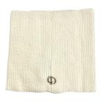  не использовался Christian Dior Christian Dior шерсть ребра вязаный шарф снуд защита горла "neck warmer" CD Logo серебряный металлические принадлежности "теплый" белый мужской женский б/у одежда б/у 