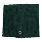  не использовался Christian Dior Christian Dior шерсть ребра вязаный шарф снуд защита горла "neck warmer" CD Logo серебряный металлические принадлежности зеленый зеленый мужской женский б/у одежда б/у 