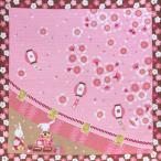 風呂敷 花見 うさぎ 綿 チーフサイズ 50cm 日本製 ピンク 包み インテリア タペストリー クリックポスト全国一律185円対応可能