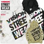 VISION パーカー スプラッシュ ロゴプリント スウェットパーカー ヴィジョンストリートウェア 袖プリント スエット VISION-222