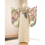 卒業式 女 袴レンタル oh5097 袴セット 大学 短大 専門学校 高校生 中学生 大きめ小学生 教師袴 着物レンタル 卒業袴 二尺袖 くすみグリーンに古典慶麗華