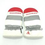 15%OFF価格／(美品)le coq sportif ルコック 手袋 ミトングローブ 白×レッド 指先ジップポケット 滑り止め付 ゴルフ