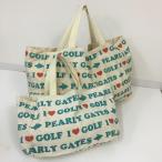 40%OFF価格／☆お得セット☆PEARLY GATES パーリーゲイツ キャンバストートバッグ 2点セット オフホワイト×ブルーグリーン  レディース  ゴルフウェア