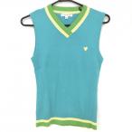  viva Heart вязаный лучший голубой зеленый × желтый хлопок × акрил V шея женский 40 Golf одежда VIVA HEART