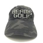 10%OFF価格／(美品)BEAMS GOLF ビームスゴルフ マーカー付きキャップ 黒×グレー 迷彩 カモフラ 総柄  ゴルフウェア