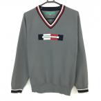 10%OFF価格／(美品)Tommy Hilfiger Golf トミーヒルフィガー セーター グレー×ネイビー Vネック トリコロール メンズ LL ゴルフウェア