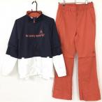 ( очень красивый товар )le coq sportif Le Coq непромокаемая одежда верх и низ в комплекте темно-синий × белый × красный обратная сторона сетка рукав съемный женский LL Golf одежда 
