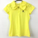 ナイキ 半袖ポロシャツ イエロー×ネイビー ハーフジップ コオリナ 地模様あり レディース XS ゴルフウェア NIKE （超美品）／SALE価格
