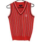  Callaway вязаный лучший orange красный × темно-синий V шея шерсть . женский M Golf одежда Callaway( очень красивый товар )