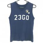 23 район Golf вязаный лучший темно-синий × белый задний futoshi окантовка тканый ткань V шея акрил . женский I(M) Golf одежда 23 район 