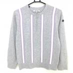  epi кий ru свитер светло-серый × лиловый полоса половина Zip хлопок . женский M Golf одежда EPICURE( прекрасный товар )