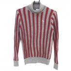  Callaway ta-toru шея свитер серый × красный полоса плетеный шерсть 100% женский M Golf одежда Callaway( очень красивый товар )