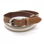 [ прекрасный товар ] Ashworth ремень бежевый × белый линия серебряный пряжка женский Golf одежда ASHWORTH