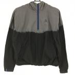  Le Coq с капюшоном . блузон серый × чёрный половина Zip подкладка сетка хлопок 100% женский M Golf одежда le coq sportif( прекрасный товар )