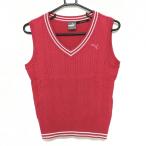  Puma лучший розовый × белый V шея кабель плетеный ламе нить Logo .... женский M Golf одежда PUMA( прекрасный товар )