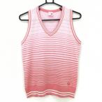  Paradiso вязаный лучший розовый × salmon розовый окантовка рисунок V шея женский L Golf одежда Paradiso