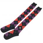 [ не использовался товар ] Pearly Gates колено гольфы лиловый × темно-синий a-ga il рисунок женский Golf одежда PEARLY GATES