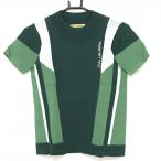 kaje лопатка короткий рукав с высоким воротником свитер зеленый × белый часть рисунок вязаный искусственный шелк . женский 2(L) Golf одежда CALLEJERA( очень красивый товар )