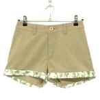 サマンサタバサNo.7 ショートパンツ ベージュ 裾折り返しリーフ柄 レディース 36 ゴルフウェア Samantha Thavasa（新品）／SALE価格