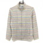  ellesse вязаный жакет светло-серый × мульти- окантовка style обратная сторона ворсистый женский M Golf одежда ellesse( прекрасный товар )