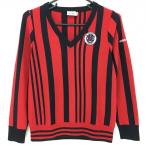  Adidas свитер красный × темно-синий полоса V шея женский M/M Golf одежда adidas( прекрасный товар )