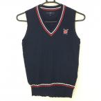  Callaway вязаный лучший темно-синий × красный кабель плетеный V шея хлопок . женский S Golf одежда Callaway( прекрасный товар )