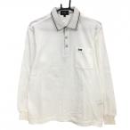 [ прекрасный товар ]23 район спорт рубашка-поло с длинным рукавом белый × чёрный гребень шлема обратная сторона тысяч птица рисунок . карман Logo .... мужской 2(L) Golf одежда 23 район 