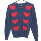  Callaway свитер с длинным рукавом темно-синий × красный рукав Logo ....V шея Heart вязаный шерсть . женский M Golf одежда Callaway