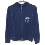 ハイドロゲン ニットパーカー ネイビー×白 カシミヤ100％ ダブルジップ  レディース S(S) ゴルフウェア HYDROGEN／10%OFF価格