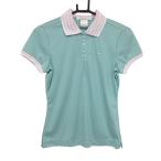 ナイキ 半袖ポロシャツ エメラルドグリーン×ピンク 襟・袖口ボーダー ロゴ刺しゅう レディース S ゴルフウェア NIKE／SALE価格