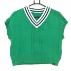  New balance Golf джемпер с коротким рукавом зеленый × белый V шея силикон нашивка женский 2(L) Golf одежда New Balance