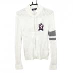 [ прекрасный товар ] Kiss on The зеленый вязаный жакет белый × серый полоса плетеный акрил . женский 3(L) Golf одежда kiss on the green