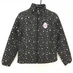  Kappa 2WAY с хлопком жакет чёрный × белый звезда рисунок Logo нашивка двойной Zip рукав съемный женский M Golf одежда Kappa( прекрасный товар )