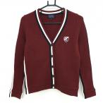 [ прекрасный товар ] Pearly Gates вязаный кардиган бордо × белый шерсть . толстый рукав * боковой линия женский 0(S) Golf одежда PEARLY GATES