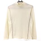 ナイキ 長袖ハイネックシャツ アイボリー×ブラウン 織生地 ロゴ刺しゅう ストレッチ インナー レディース M ゴルフウェア NIKE（超美品）／SALE価格