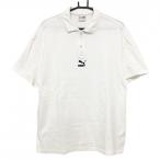  Puma рубашка-поло с коротким рукавом белый × чёрный половина Zip простой мужской US-S Golf одежда PUMA