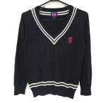  Admiral свитер темно-синий × белый V шея земля узор ni Logo .... вязаный женский M Golf одежда Admiral