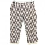 черный and белый половина край длина брюки Brown × белый серебристый жевательная резинка проверка стрейч женский 1(S) Golf одежда Black&White( очень красивый товар )