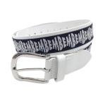 [ прекрасный товар ] тормозные колодки ba колено ремень темный темно-синий × белый Logo общий рисунок серебряный пряжка женский Golf одежда MASTER BUNNY EDITION