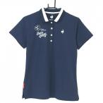 ルコック 半袖ポロシャツ ネイビー×白 ストレッチ 襟ライン レディース LL ゴルフウェア 2022年モデル le coq sportif(超美品)/SALE価格