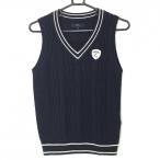  Callaway вязаный лучший темно-синий × белый кабель плетеный V шея нашивка женский M Golf одежда Callaway