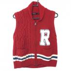  russell no вязаный Zip лучший красный × белый большой нашивка женский 2(L) Golf одежда RUSSELUNO