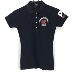  Pearly Gates рубашка-поло с коротким рукавом темно-синий × белый боковой переключатель женский 1(M) Golf одежда PEARLY GATES|SALE цена 